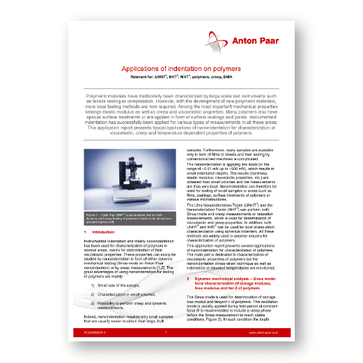 Covalent Metrology uses indentation for material characterization of polymers.