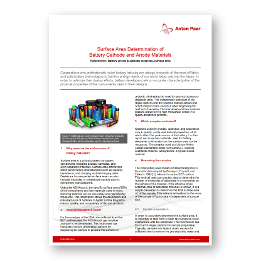 Covalent Metrology offers surface area analysis of battery electrode materials.