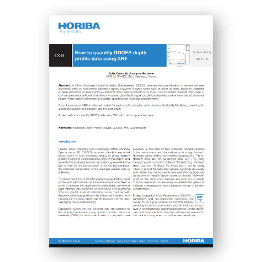 Guide to quantifying GDOES depth profile data with X-Ray Fluorescence (XRF) (Covalent Metrology expertise).