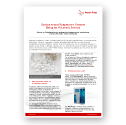 Measuring the surface area of magnesium stearate using the volumetric method (Covalent Metrology services).