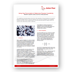 Application note: Gas pycnometry analysis for polymer crystallinity using Anton Paar instrumentation by Covalent Metrology.