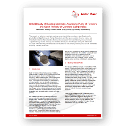 Characterizing solid density of building materials for quality control (Covalent Metrology).