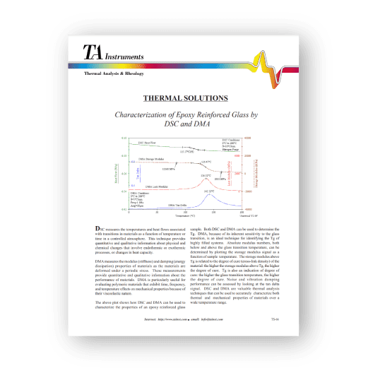 Application note: Characterization of epoxy-reinforced glass using TA Instruments thermal solutions.